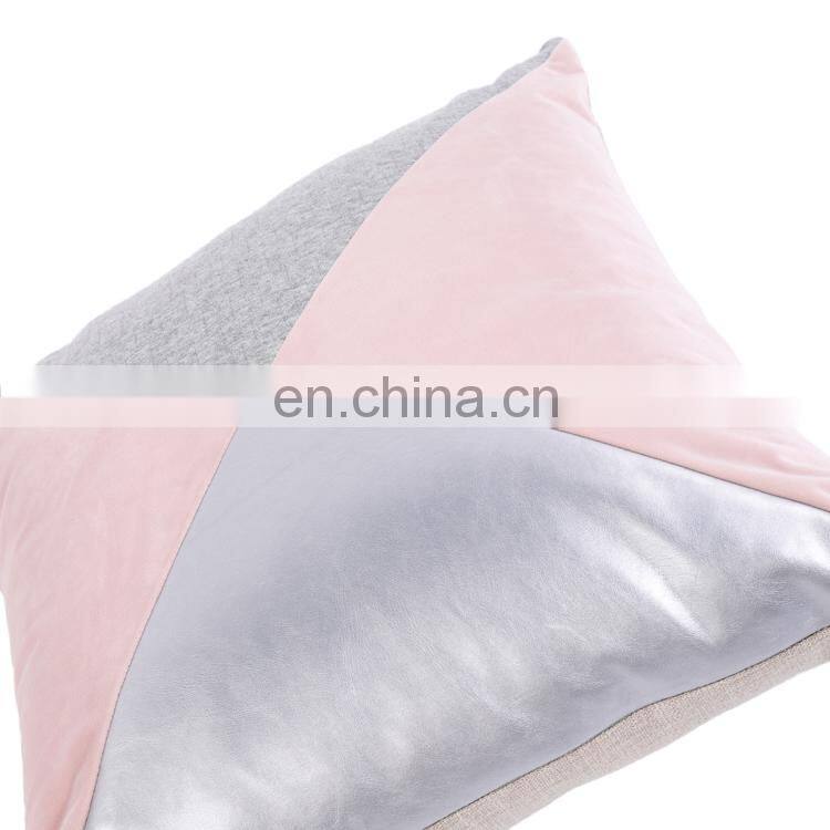 Patchwork Soft Geometric Print Decorative Square Throw Pillow Cushion Cover for Sofa