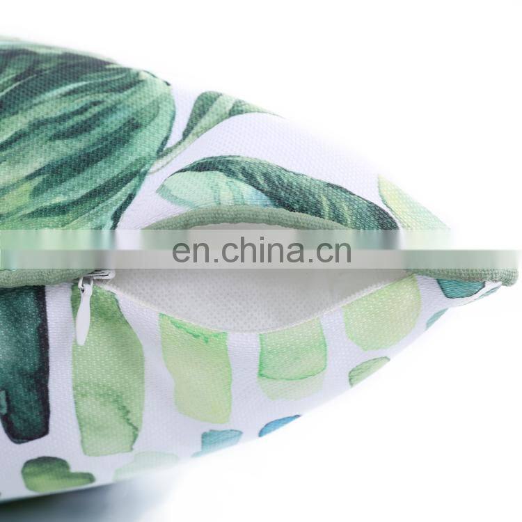 Custom Decorative Fresh Waterproof Heavy Canvas Green Leaf Pattern Outdoor Pillow Cover Outdoor Chair Cushions Covers