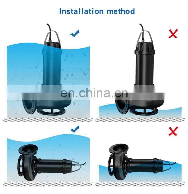 WQ series high head big flow cast iron sewage pump