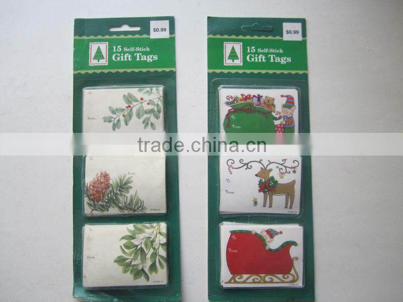2016 hot selling Christmas decoration print paper christmas fancy gift hang tags with swing