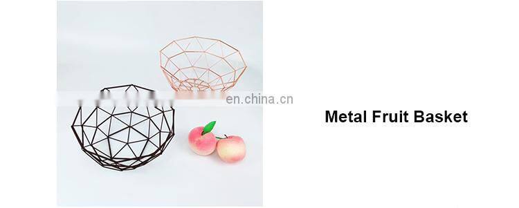 Home Modern Kitchen Basket Round Iron Wire Storage Food Organization Holder Metal Fruit Mesh Basket
