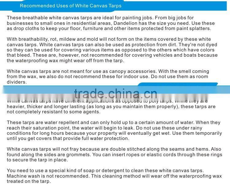 heavy duty anti-static rot resistant canvas tarpaulin