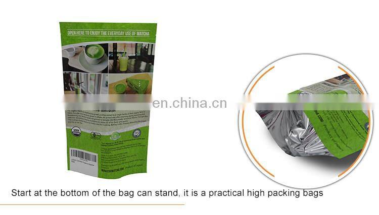 matcha green tea powder pouch/stand up pouch for macha tea powder