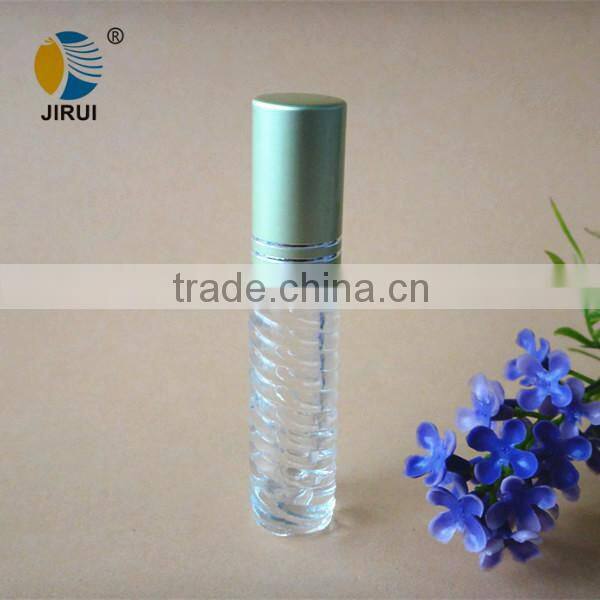 corrugate roll on glass bottle with aluminum cap