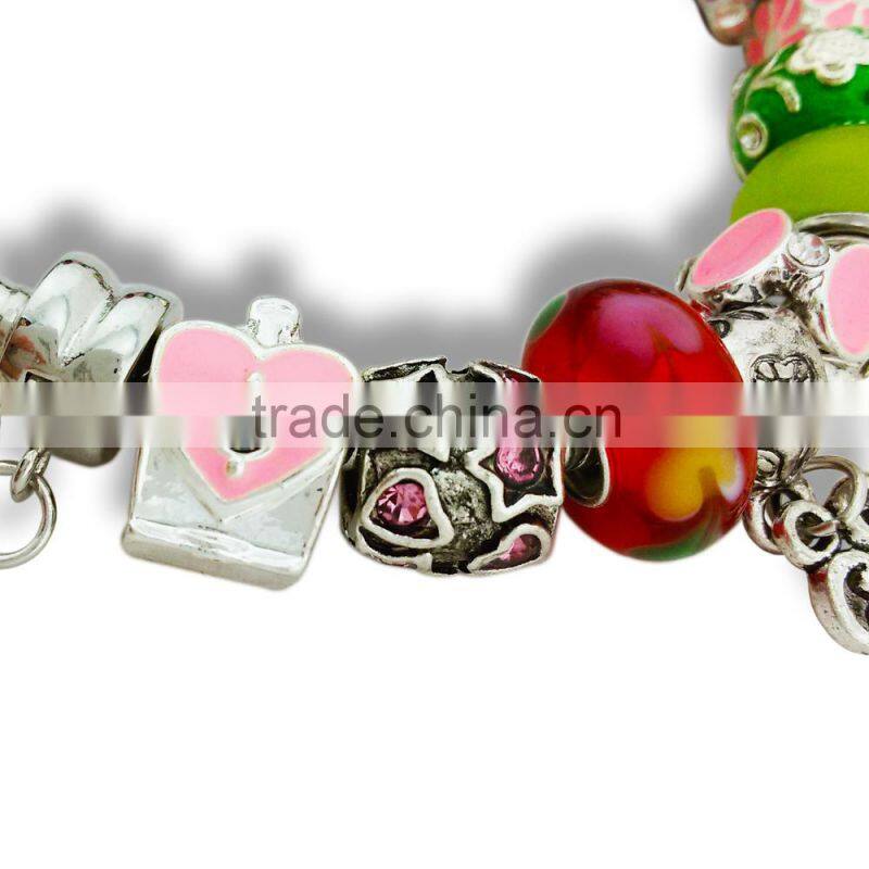 Luxury silver charm bracelet & bangle for women with high quality European bead