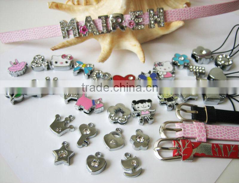 2015 fashion DIY store cherry rhinestone metal craft 8mm slide bead charms