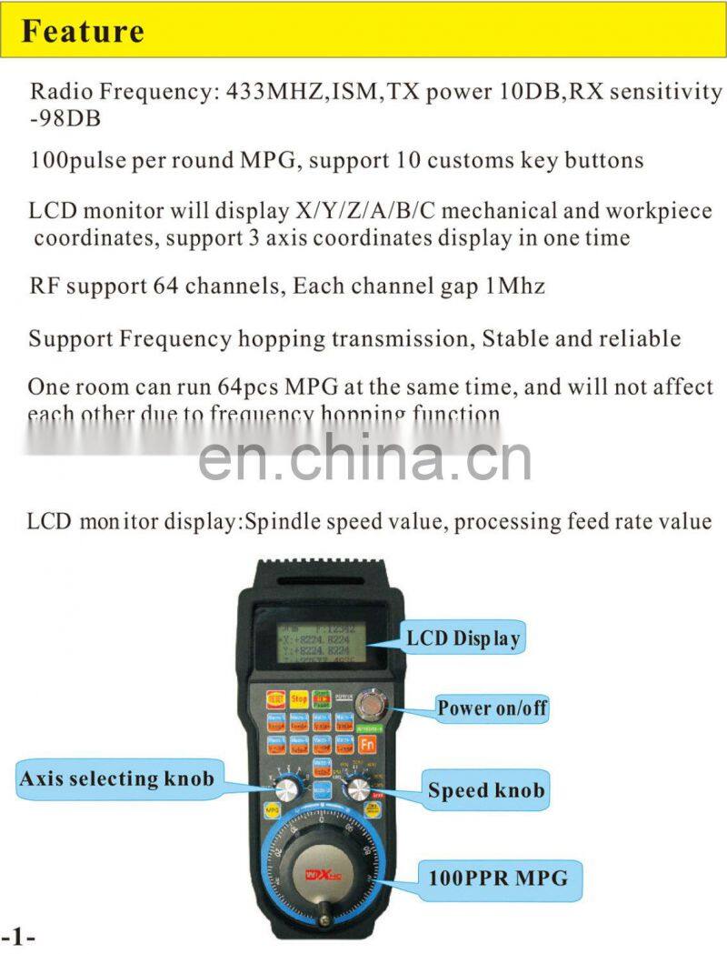 WHB04B-6 6 Axis XHC Usb Wireless Mach3 Remote MPG Pendent CNC pendant USB Handwheel