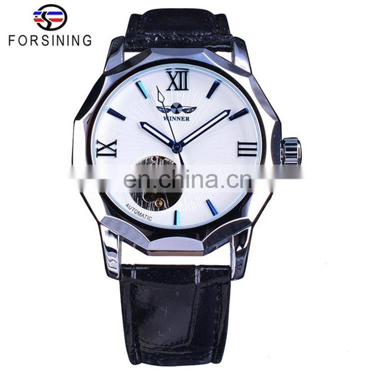 WINNER 199 Men Automatic Mechanical Movement Luminous Display Watch Low Price Fashion China Leather Band Watch