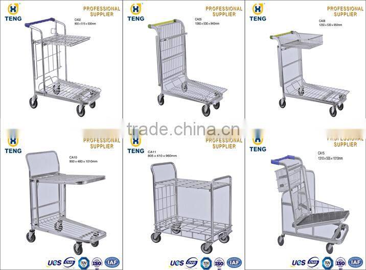 Warehouse Logistic Workshop Steel Wire Foldable Trolley Cart CA11