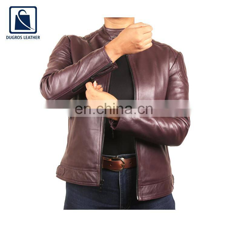 Matching Stitching Eye Catching Design Stylish and Luxury Men Genuine Leather Jacket Manufacturer