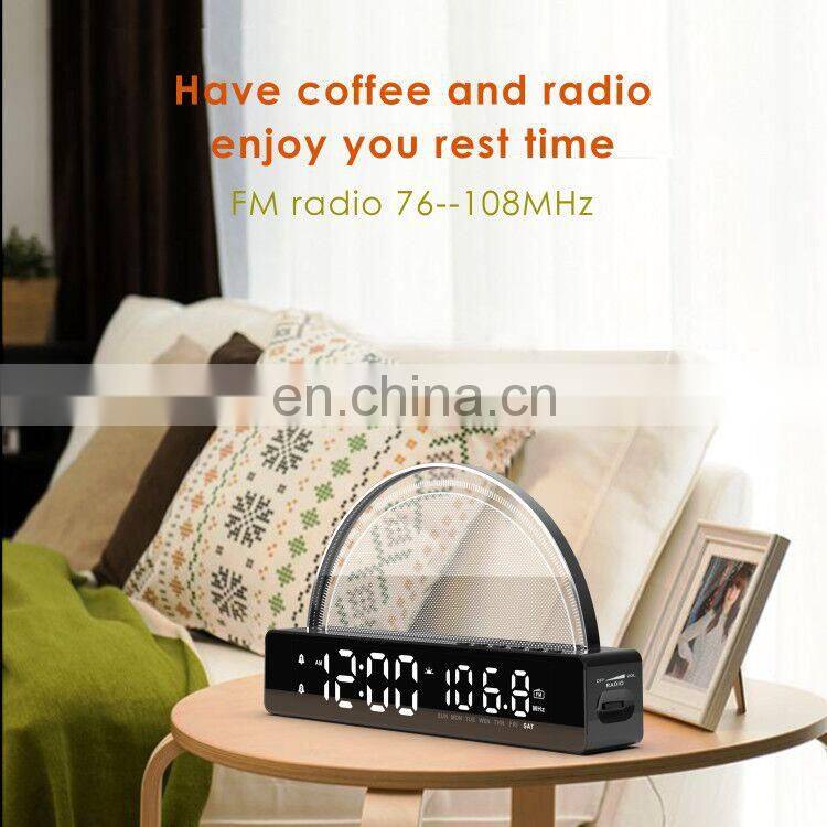 Wooden color Sunrise Baby Musical Wake Up Light Alarm Clock With Radio