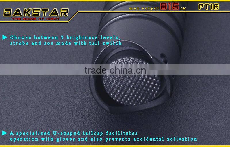 DAKSTAR PT16 CREE LED XML T6 815LM 18650 Rechargeable Aluminum Mini Police Emergency Pocket LED Flashlight