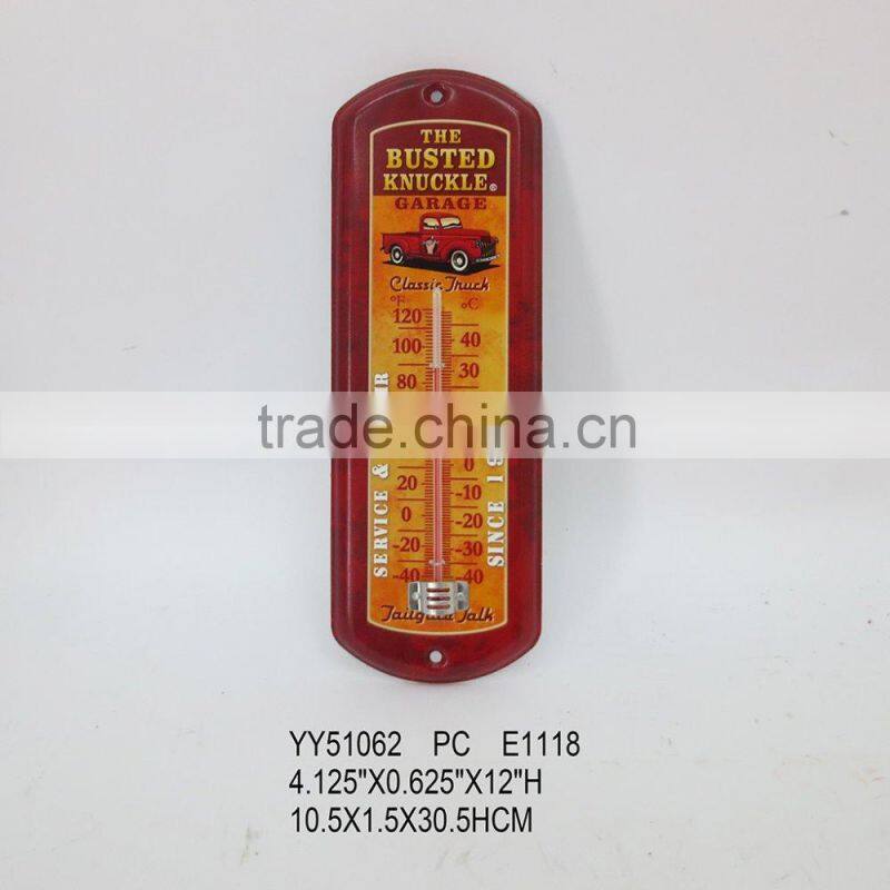 Rustic metal thermometer for wall, cheap tin thermomether