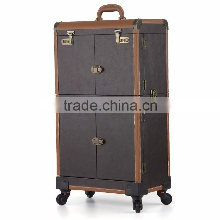 China Factory supplier OEM trolley makeup beauty artist case with mirror and wheels