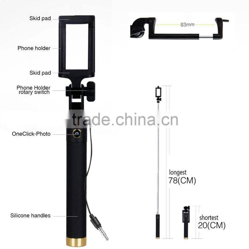 Wholesale Portable Mini Monopod Selfie Stick with wire for nokia lumia 925