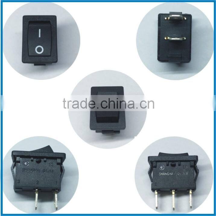 black ON OFF round dot illuminated rocker switch t85