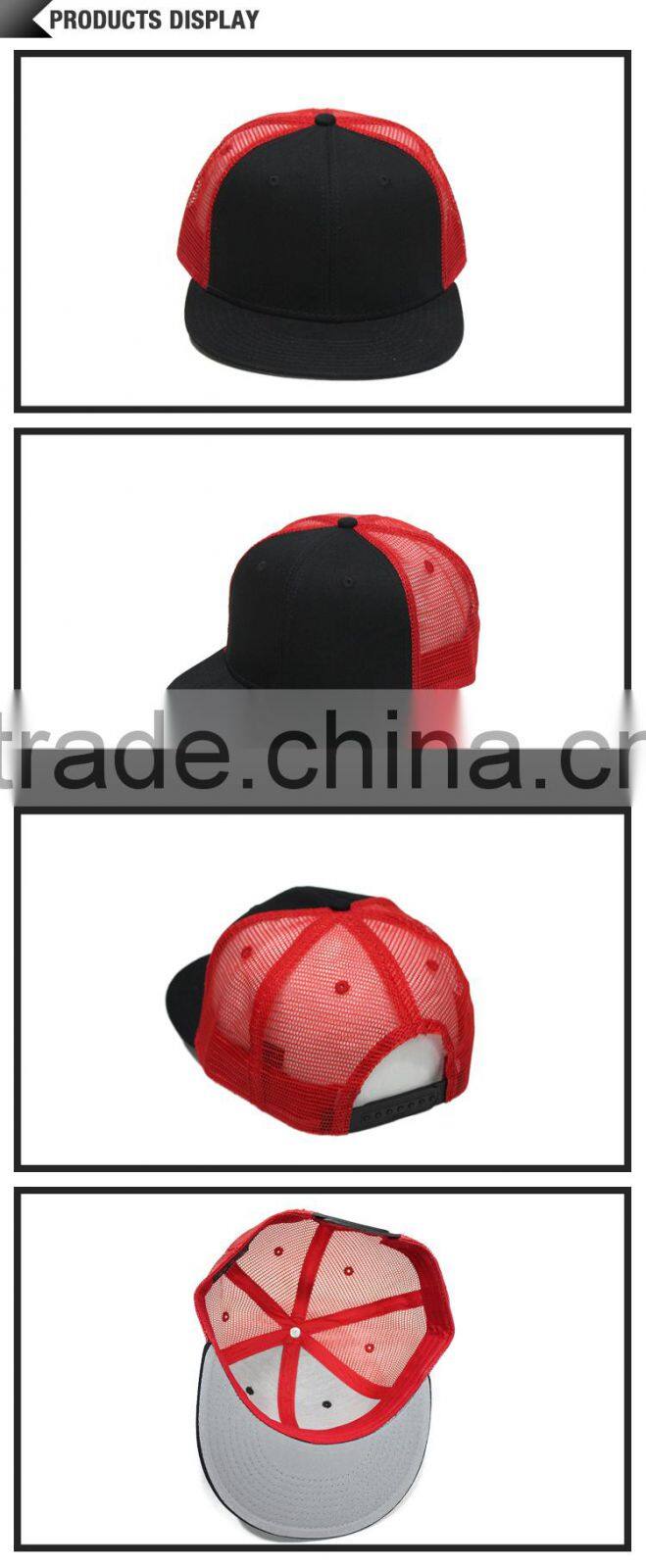 Custom promotion flat sport hip hop trucker cap wtih plastic adjustable closure