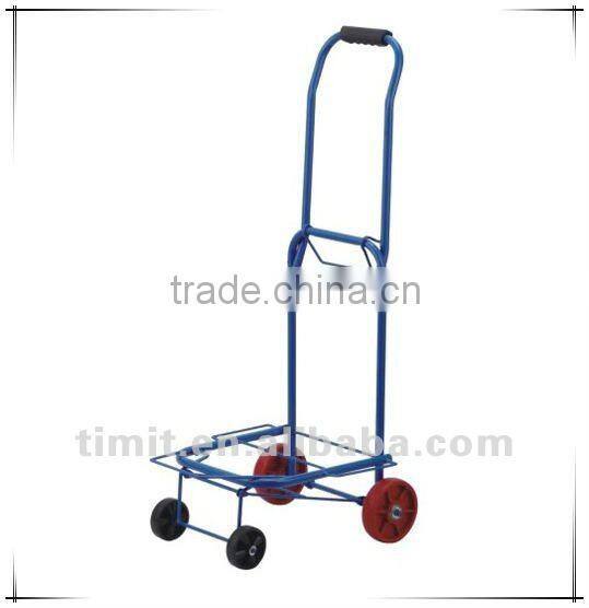 Simple Design Practical Iron 4 Wheels Foldable Blue Shopping Trolley Cart