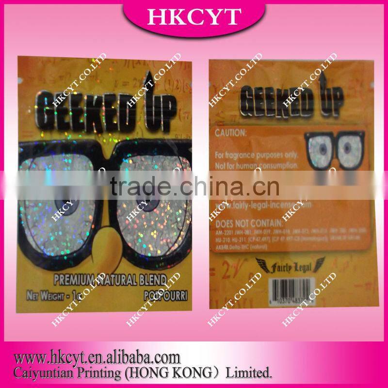 customized bags black diamond herbal incense bag