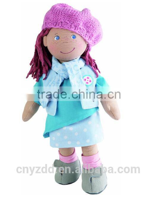 Fabric Rag Doll with Beret / Plush Baby Doll 40cm Tall
