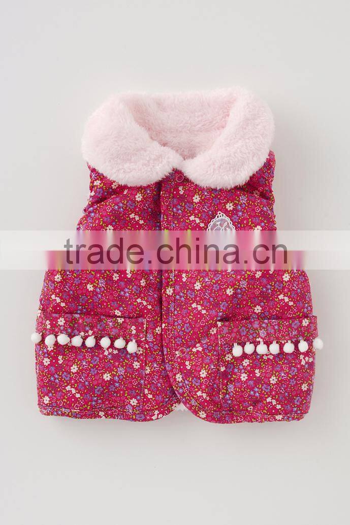 Japanese wholesale products high quality flower pattern baby winter cute toddler vest children clothing kids wear infant clothes