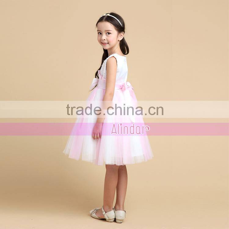 Factory Direct Selling 2015 High Quality Childrens Clothing Baby Girl Frock Patterns of Pink Wedding Dresses
