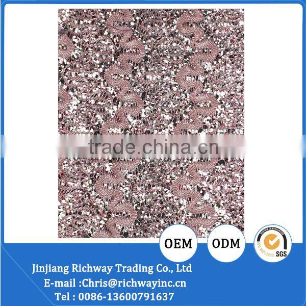 hot sell pink embroidery glitter fabric shoe material