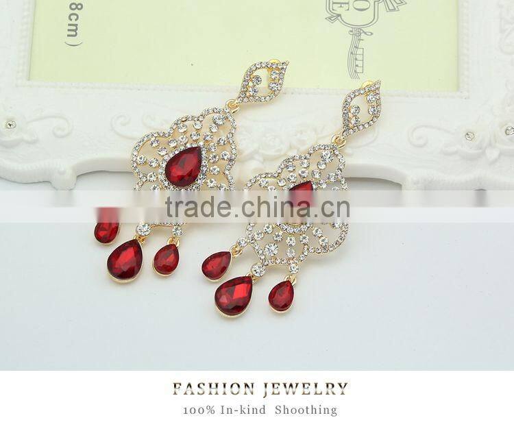 Stylish Retro Rhombus Crystal Ethnic Style Chandelier Earrings