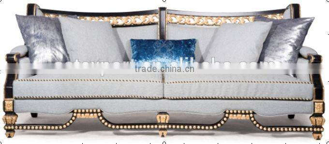 Neoclassic living furniture set wood frame fabric sofa gold length mirror