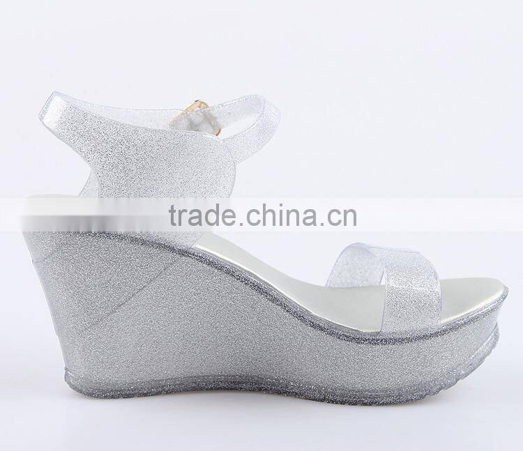 2016 best selling plastic ladies shoes fashion pvc jelly shoes straps wedge melissa shoes ss16