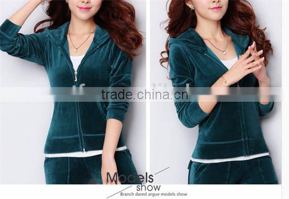 2015 Hot Sale Fashion Women Spring Autumn Velvet Yoga Hoodie Sports Suit Leisure Sportswear Hoodie+Pants