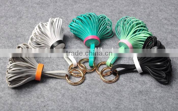 custom design colorful pu leather tassels for bag/garment wholesale chinese supply