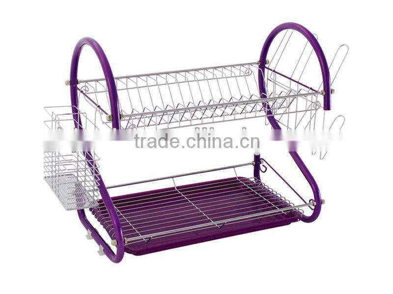 Anti-rust Two Tier Metal Wire kitchen dish holder stand