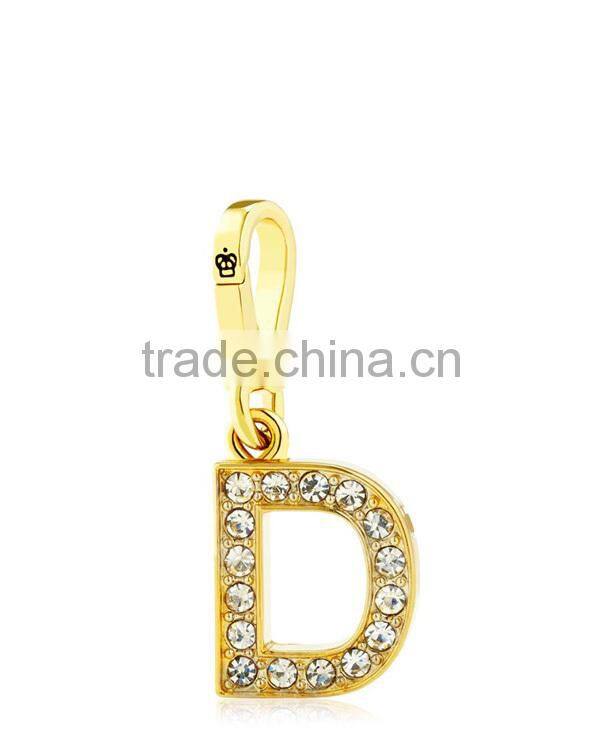 Gold rhinestone alphabet charm letter pendant alphabet keychain