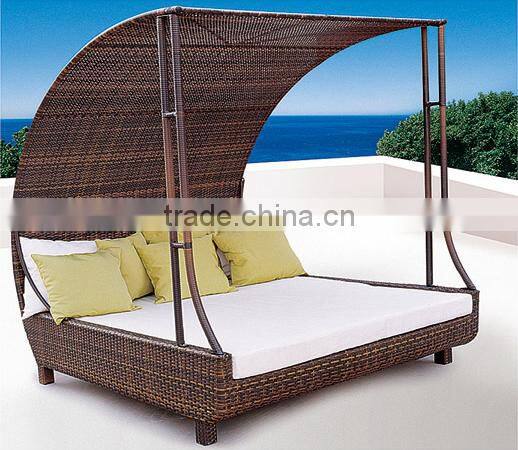 Modern Garden Rattan Furniture Outdoor Double Sofa Recliner Bed