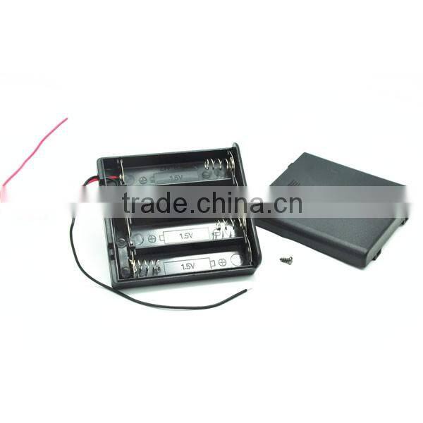 ON/OFF Switch Black 4 x 1.5V AA Batteries Holder Case Storage Box with lead wire