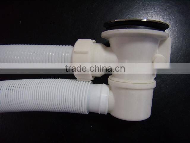 solid brass head overflow drain for baths with flexible plastic tube