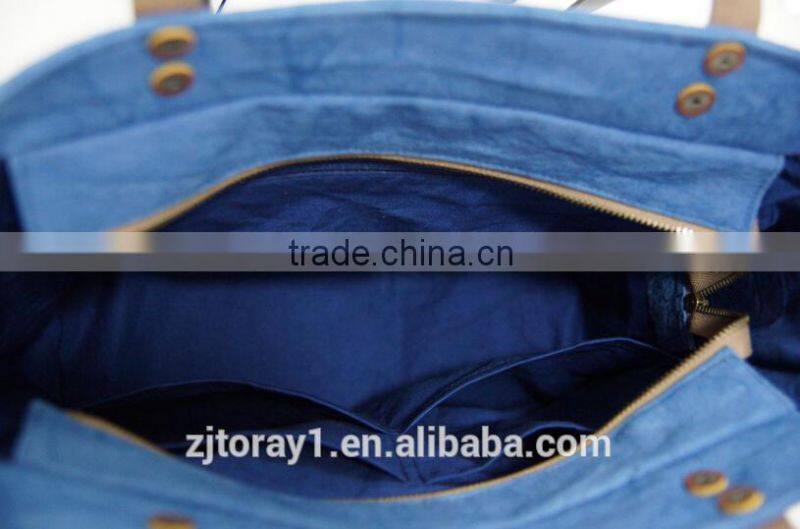 Leather Canvas Bag In Shopping Bag Beach Bag Handbag