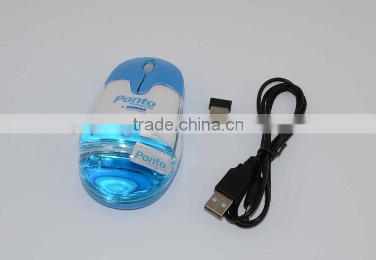 Computer Gift Wireless Liquid Aqua Mouse With Rechargeable Lithium Battery