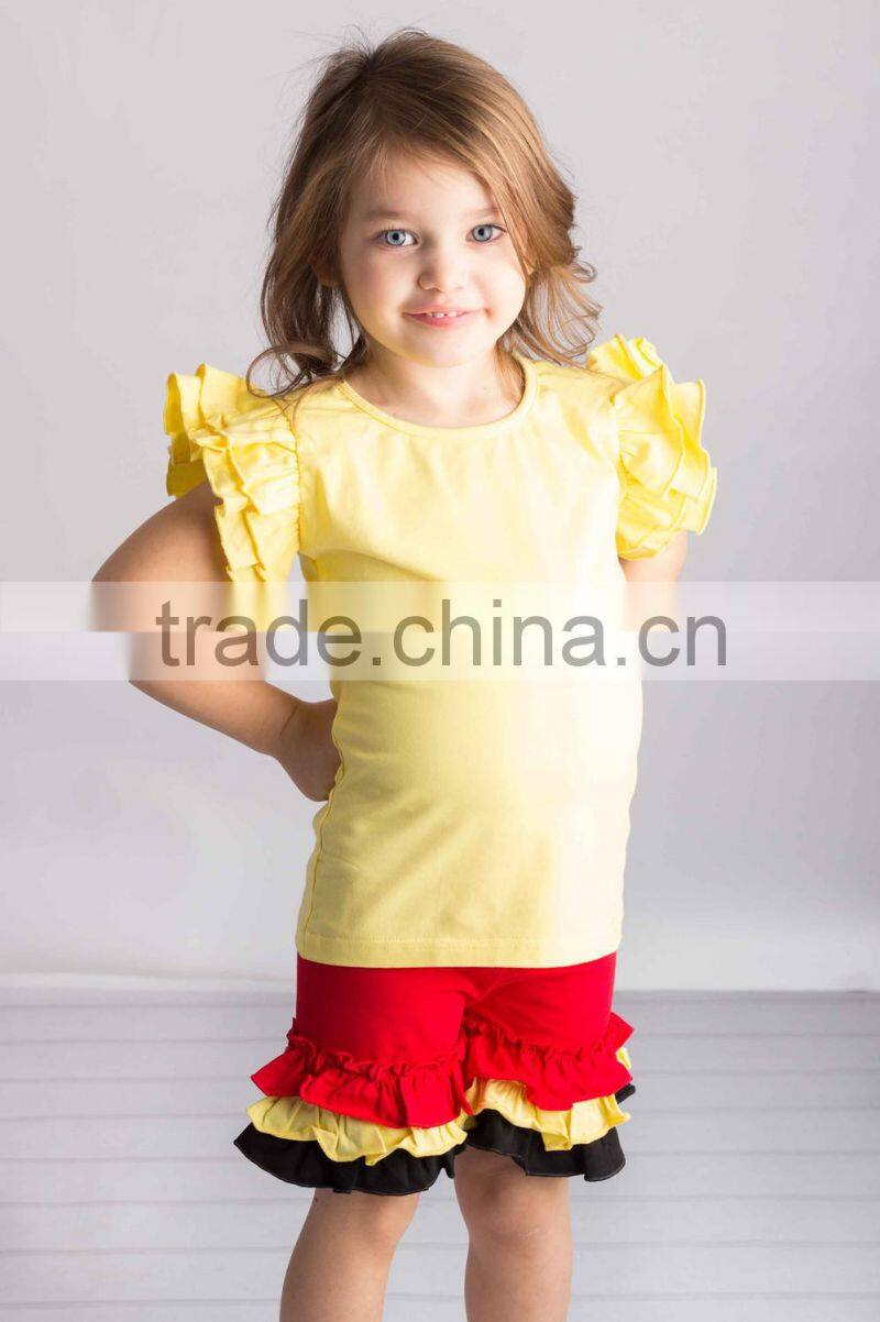2015 hot sale kids double ruffled tank tops high quality girls ruffle shirts wholesale baby ruffle top