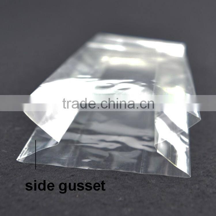 custom size side gusset BOPP bag with paper card , transparent stand up pouch