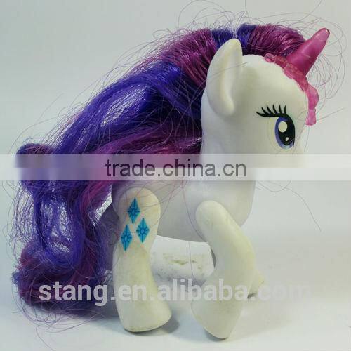 Children PVC Plastic Figure Toy.White Little Pony with Purple Tail.Popular and Hot Sale in 2014