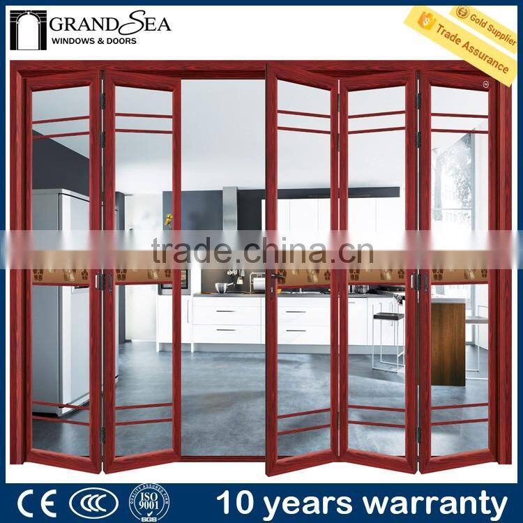 custom aluminum big folding glass doors for kitchen