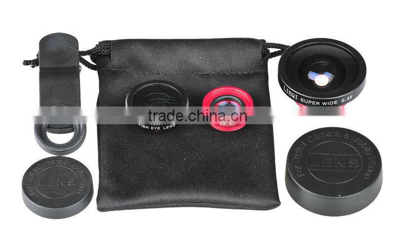 Universal 3in1 Clip-On Fish Eye Lens Wide Angle Macro Lens For mobile phone