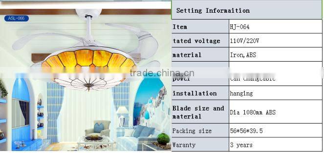 ceiling fan can remote white and warn light can changeable LED light CE