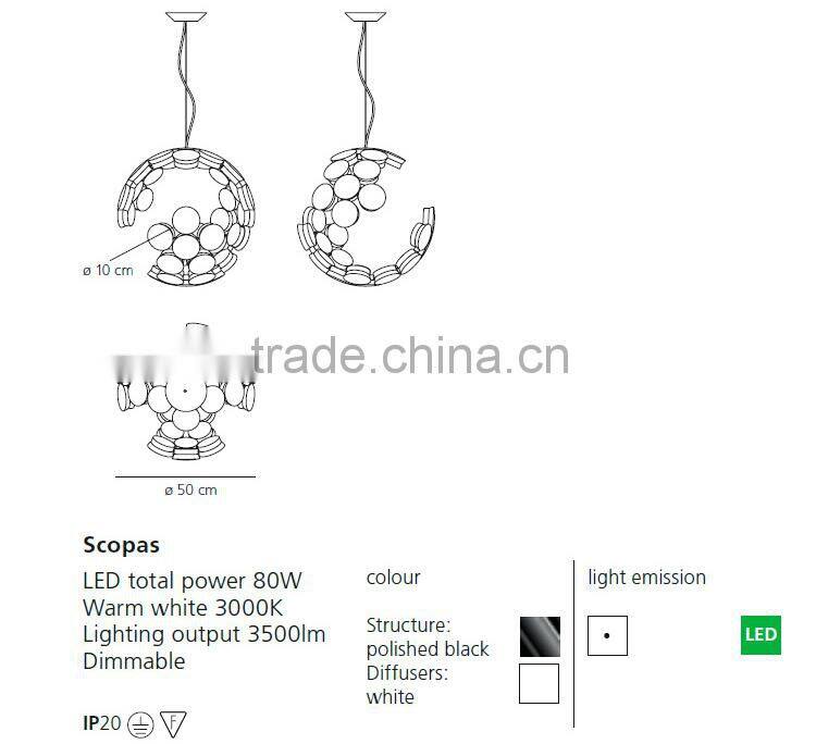 Aluminum Acrylic LED Suspension Lights Incomplete Sphere for Projects