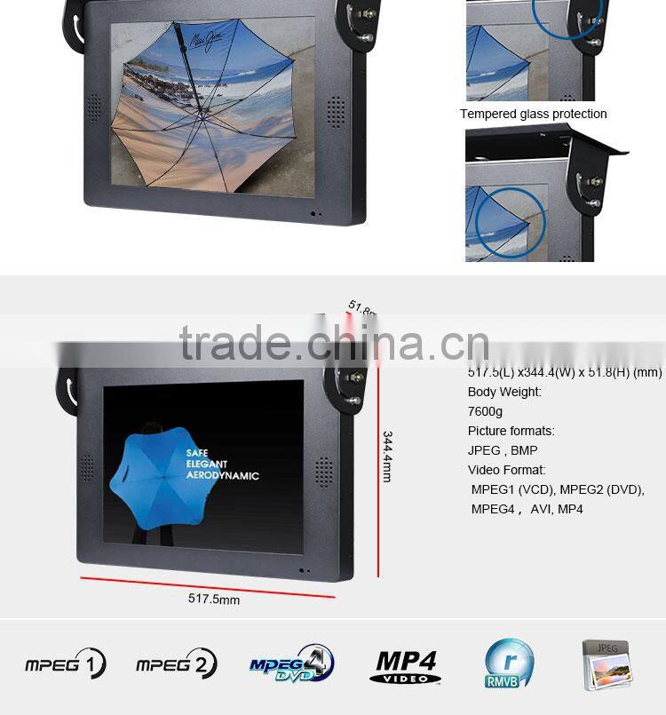 High quality optional 19 inch LCD AD player, train USB LCD video player, 12v24v auto loop display lcd advertising monitor