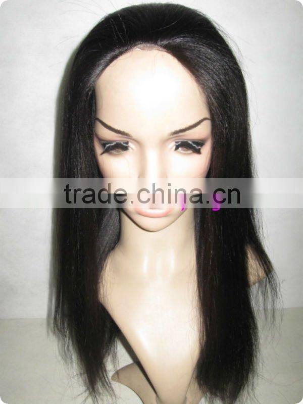 fashionable real human remy hair yaki half lace wigs