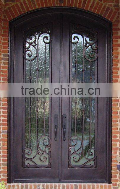Top-selling entrance door wrought iron(clamp glass)