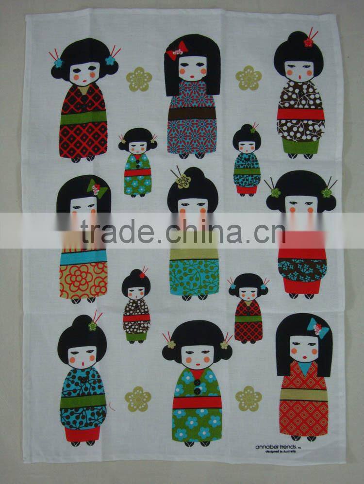 kitchen digital printed linen tea towel for home decorationl,promotion --sun flower design